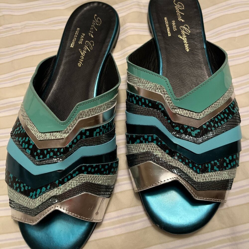 clergerie galaxy electic fishscale coastal firefly fairy slides 39 (fits 8-9)